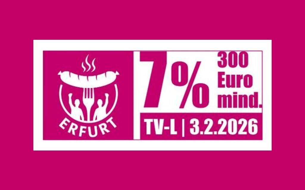 Tarifforderung 7% als Logo in den Farben des tbb
