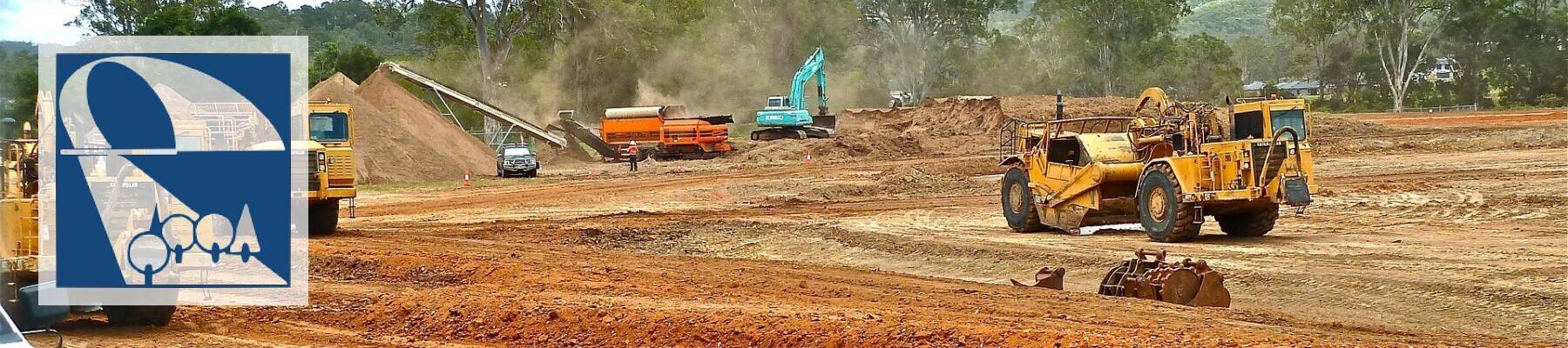 Baumaschinen begradigen Naturlandschaft