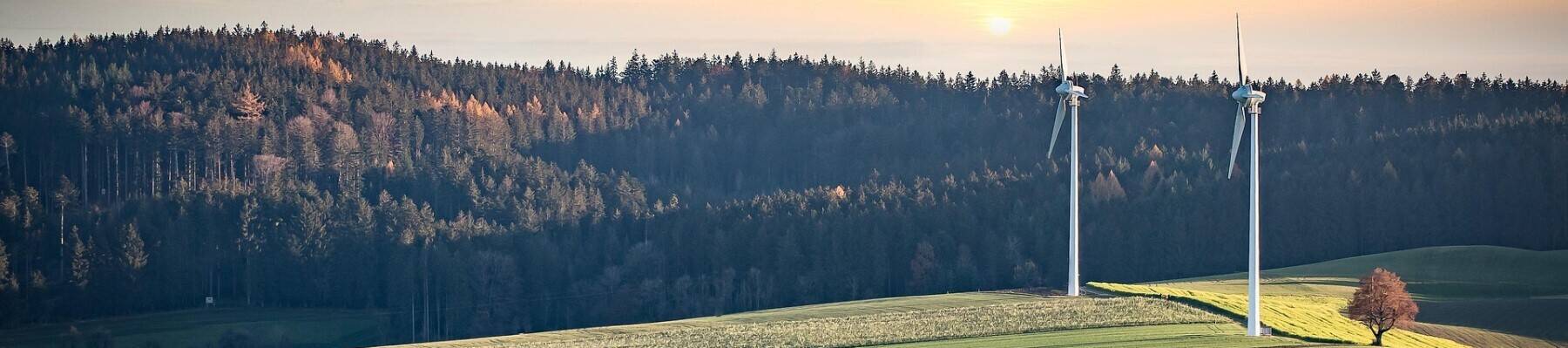 Landschaft mit Windkraftanlagen